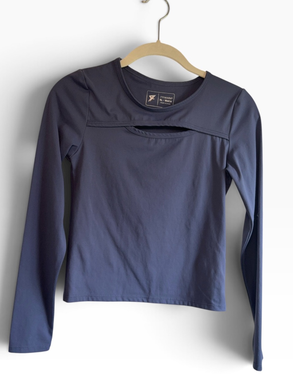 Primark Girls XL 164 Navy Cutout Long Sleeve Active Top Athletic